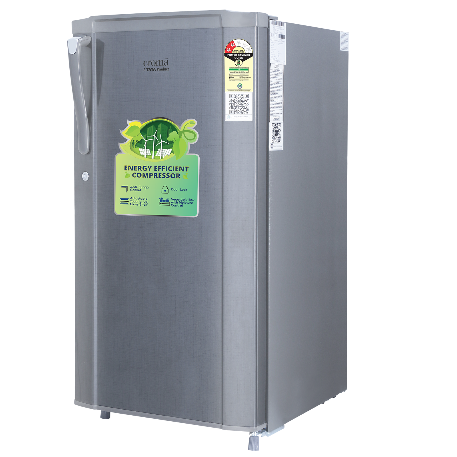 Buy Croma 165 Litres 2 Star Direct Cool Single Door Refrigerator with Anti Fungal Gasket Criss Cross Metallic Grey Online Croma